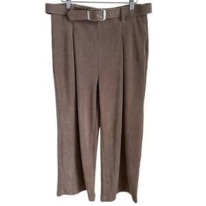 Lili Sidonio Corduroy Wide Leg Pant Belted High Rise Taupe Winter Soft Stretch M